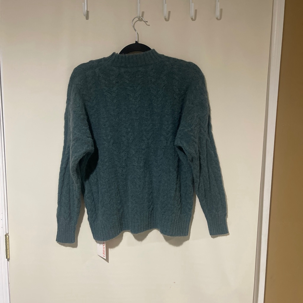 NWT URBANIC Teal Cable Knit Crew Neck Sweater Women Size Small - Picture 8 of 8